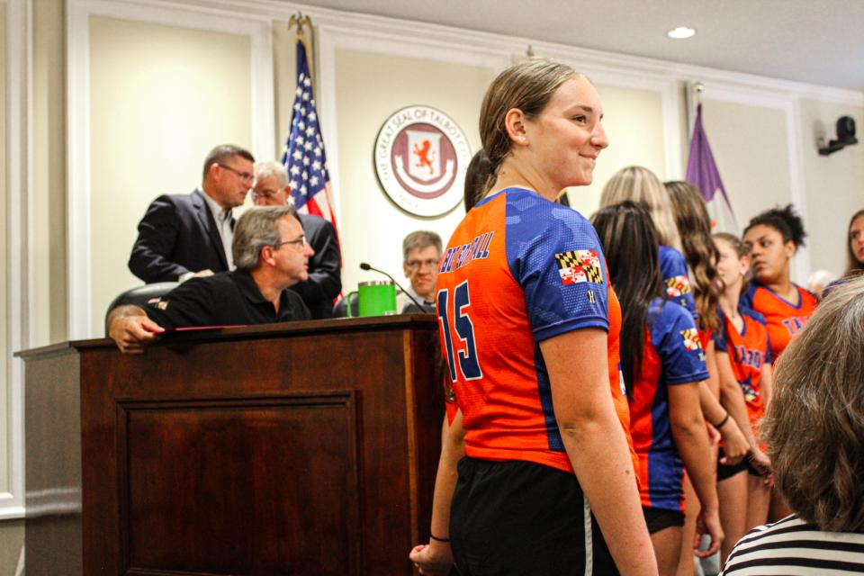 Senator Johnny Mautz joins Council at the dais to provide a few words.