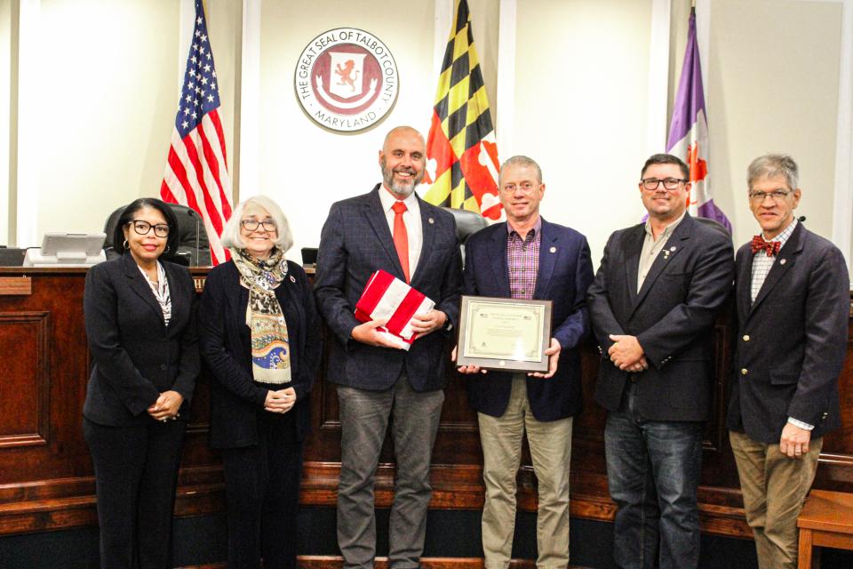 Mike Detmer, Congressman Harris’s Eastern Shore liaison, presented a U.S. flag that had been flown over the U.S. Capitol to honor Talbot County’s annual September 11 remembrance ceremony.