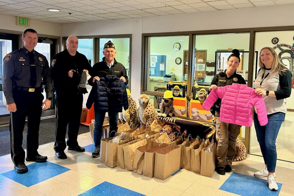 The Talbot County Sheriff's Office in partnership with Talbot Goes Purple and VFW Post 5118 dropped coats off at Chapel District Elementary School.