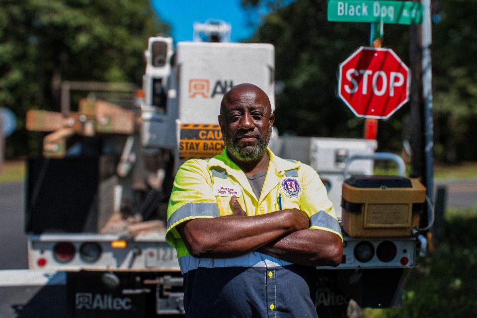 Mike Potter has worked for the Roads Department for nearly 30 years. His commitment to ensures that damaged or missing signs are swiftly addressed, preventing potential accidents and disruptions on County roads.