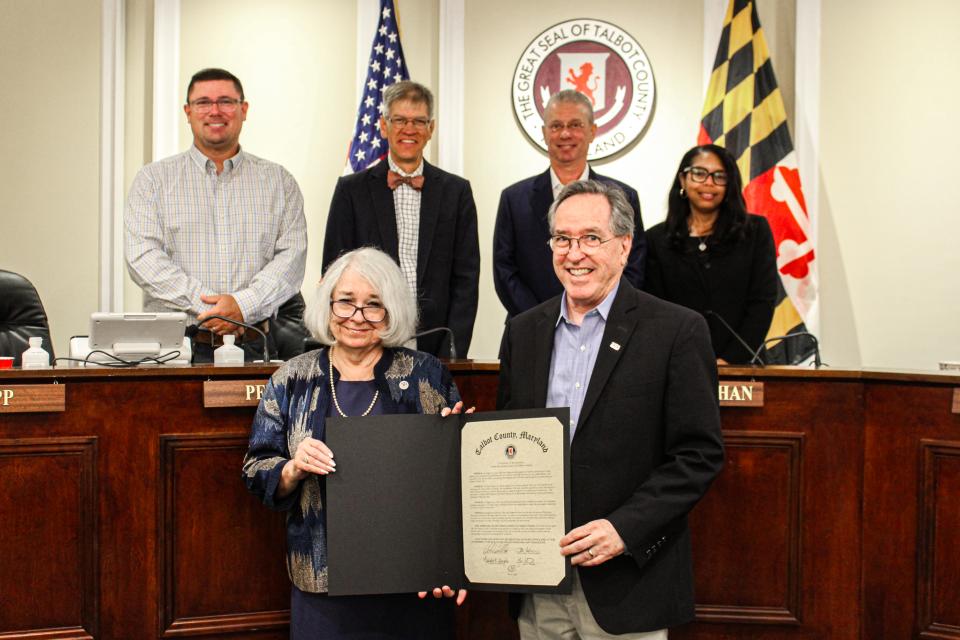 Executive Editor, Jim Johnson, accepts proclamation for 225th Anniversary of The Star Democrat.